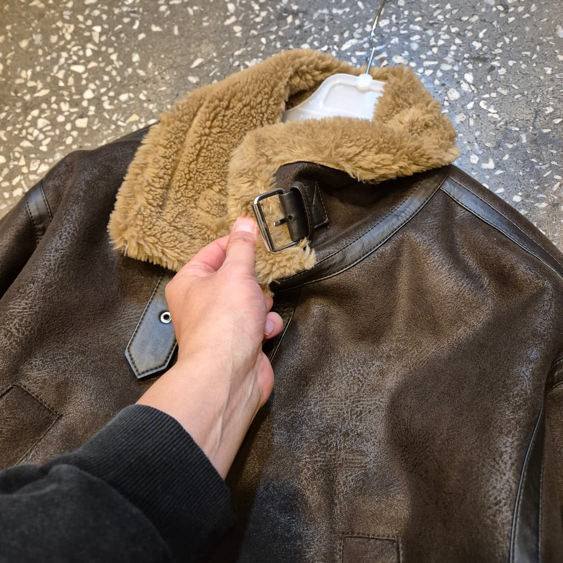 여성-S 워싱브라운 무스탕자켓  상품이미지6