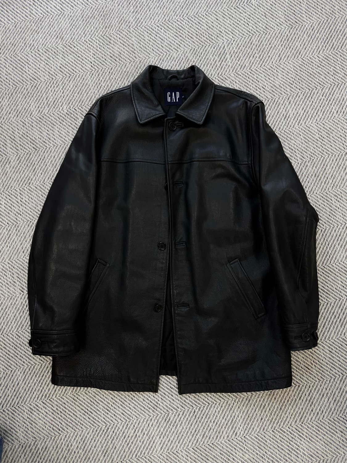 올드 갭 레더 빈티지 카 코트 블랙 M사이즈 상품이미지1