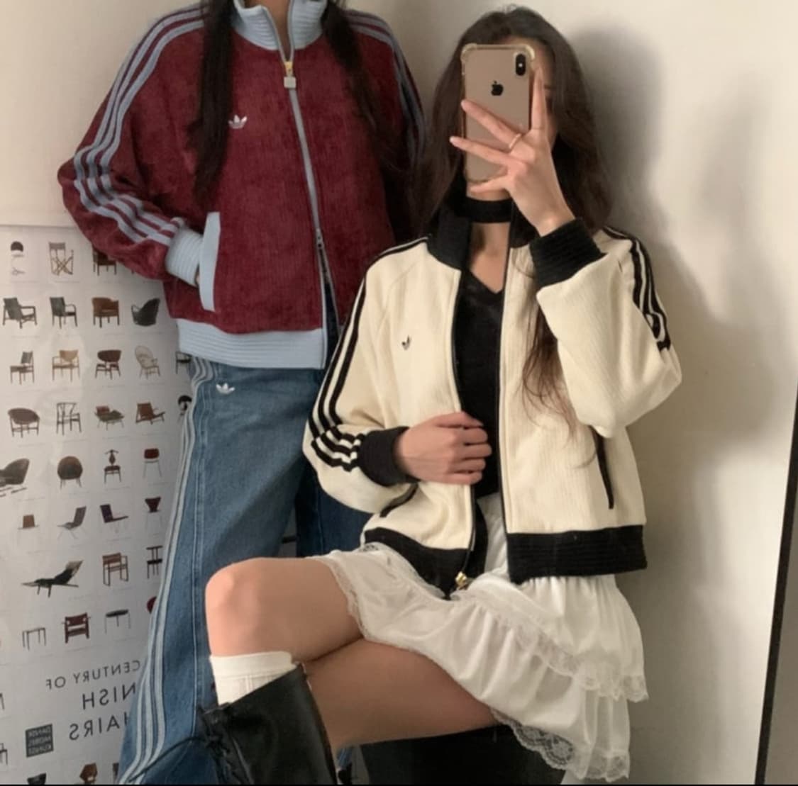 아디다스 벨루어 코듀로이 베켄바우어 트랙탑 버건디 상품이미지2