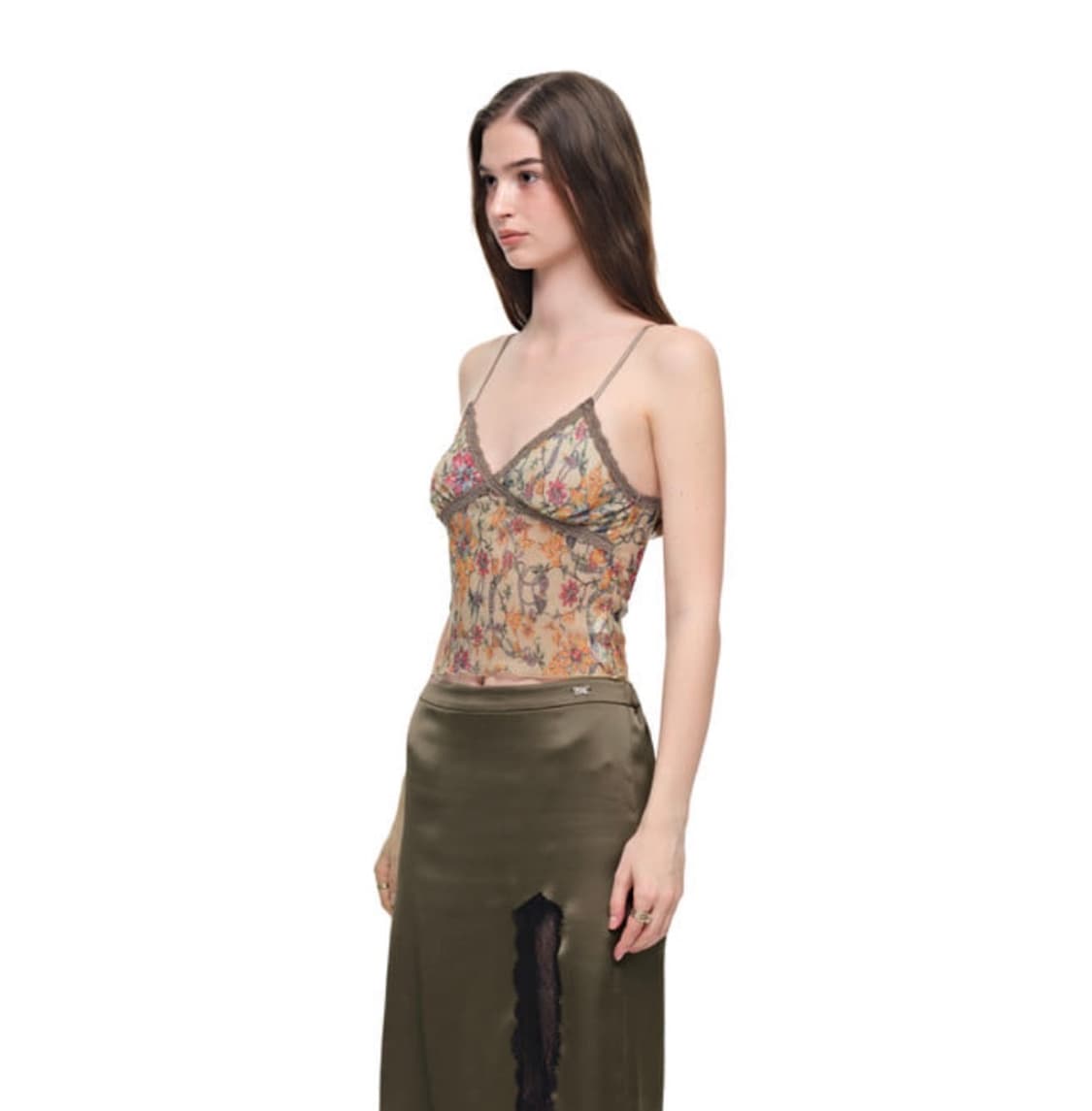 METALLIC FLORAL 03 LACE CAMI TOP (YELLOW 상품이미지2