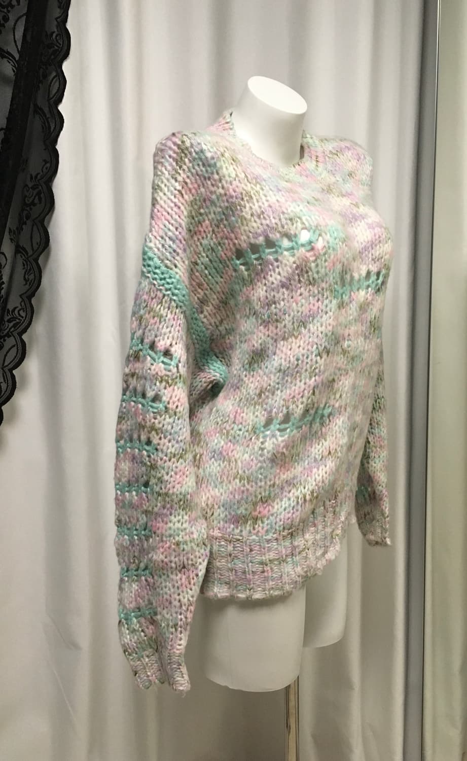 Vintage 나나 하치 하구미 모리걸 펑크 파스텔 오버핏 데미지 니트  상품이미지3