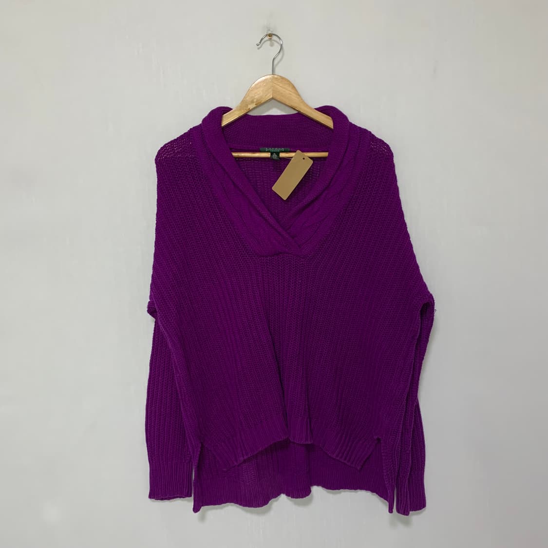 로렌 랄프로렌 빈티지 루즈핏 니트 스웨터 퍼플 폴로 여성 상품이미지1