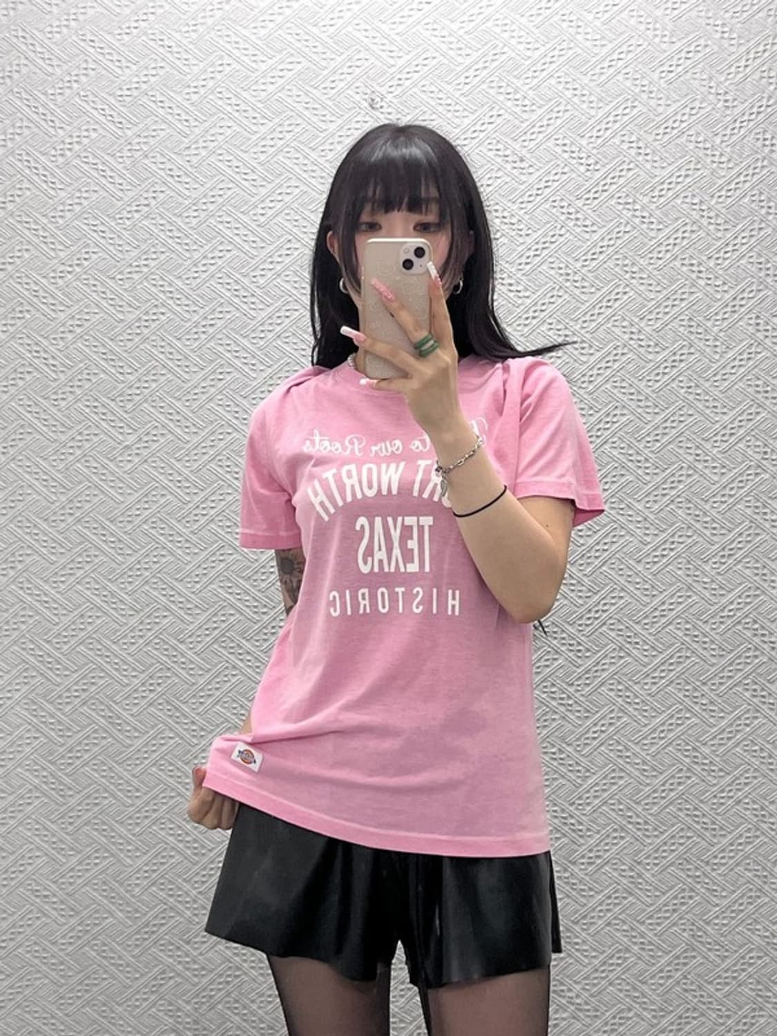 디키즈 Y2K 00's 딸기우유 핑크 레터링 반팔티 L C12476 상품이미지2