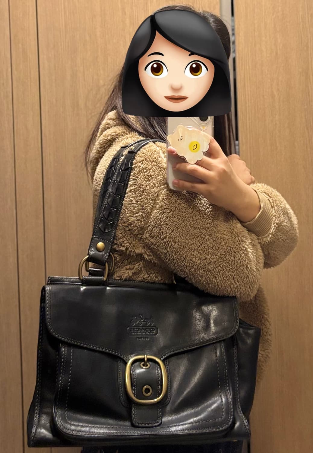 빈티지 코치 블리커 블랙 레더 사첼백 상품이미지5