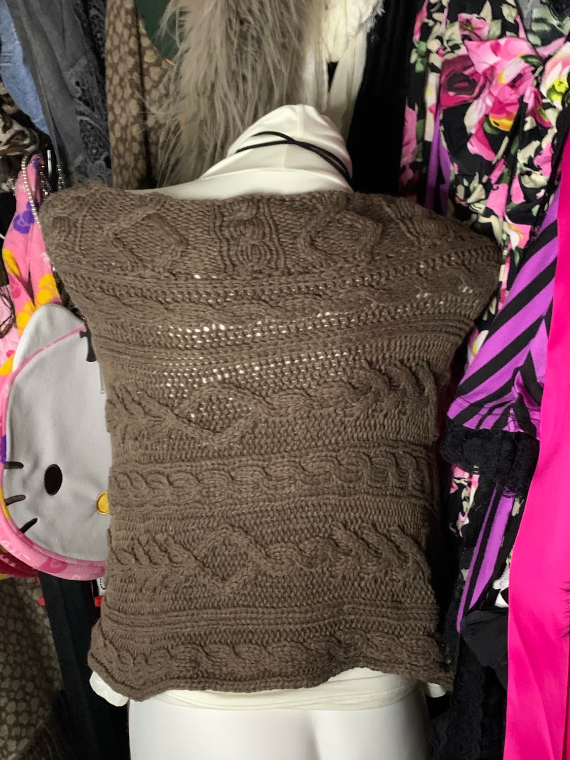 쿠마모리 라떼갸루 브라운 니트 케이프 상품이미지2