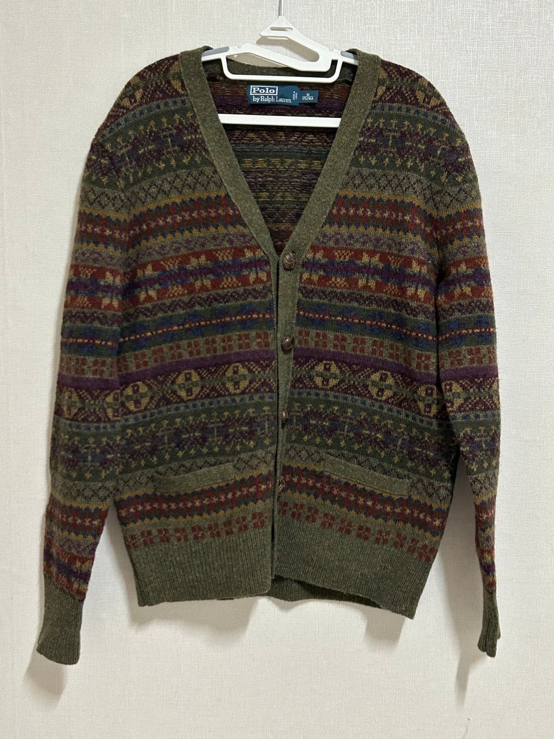 폴로 랄프로렌 페어아일 니트 울 가디건 카키 m 상품이미지1