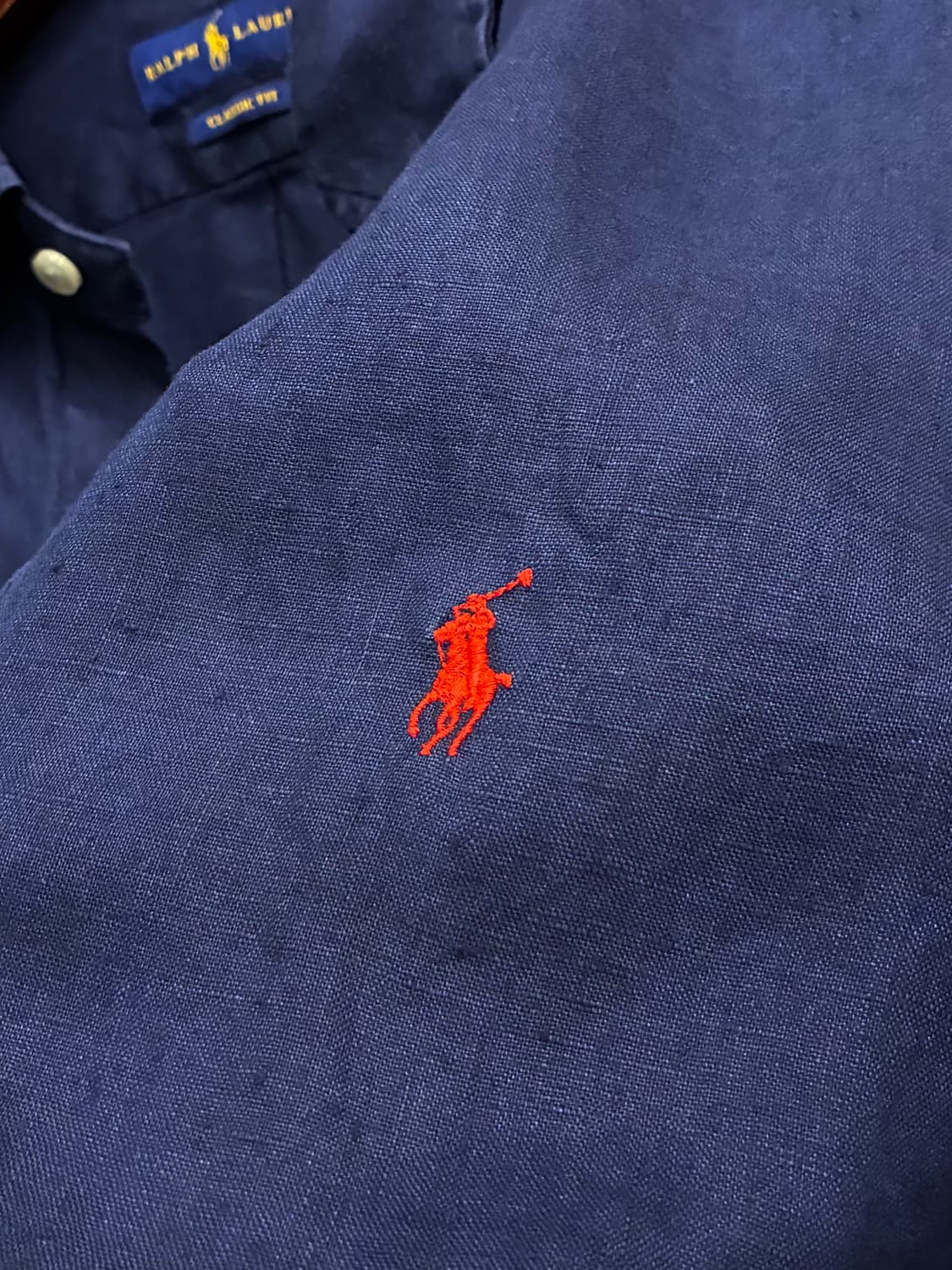 (M/100)폴로랄프로렌 클래식 네이비 버튼다운 리넨셔츠 린넨 상품이미지4