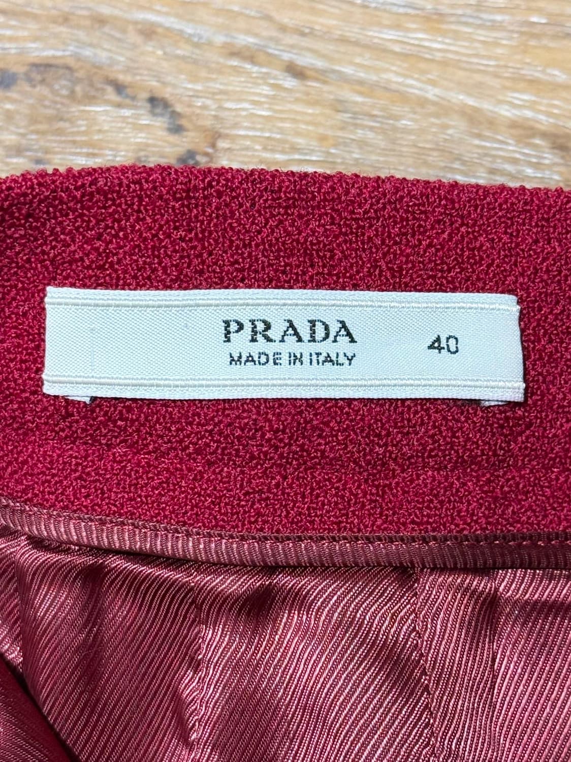 프라다 레드 라나버진울 미니 스커트 상품이미지7