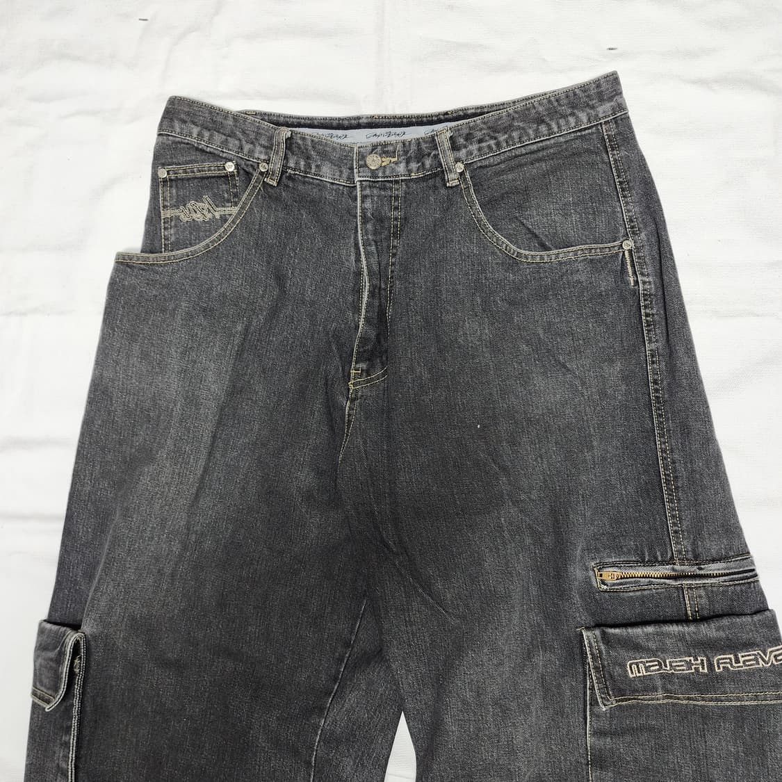 빈티지 카펜터 올드스쿨 워싱 흑청 데님팬츠 상품이미지4