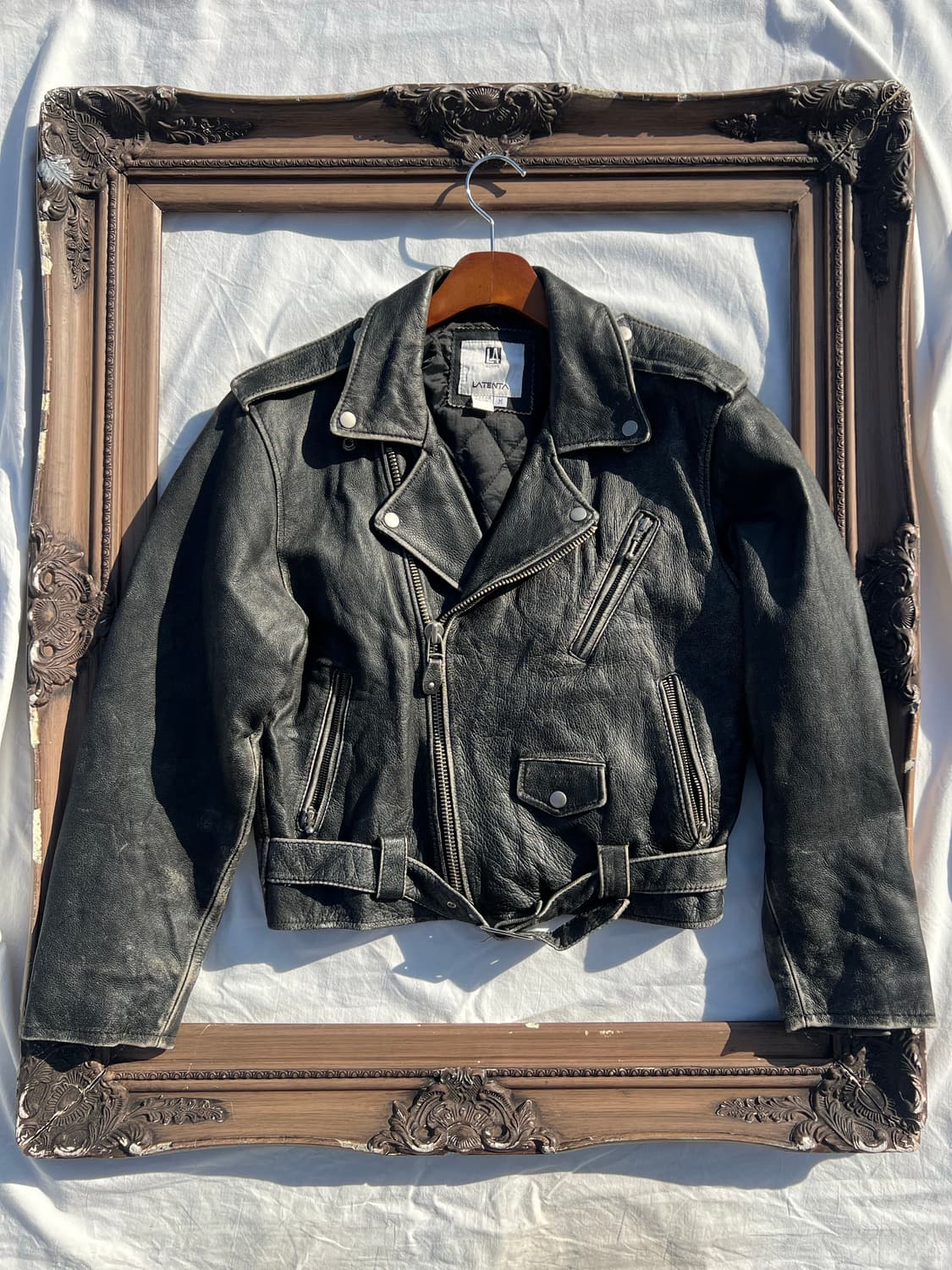 빈티지 블랙 레더 라이더 자켓 상품이미지1
