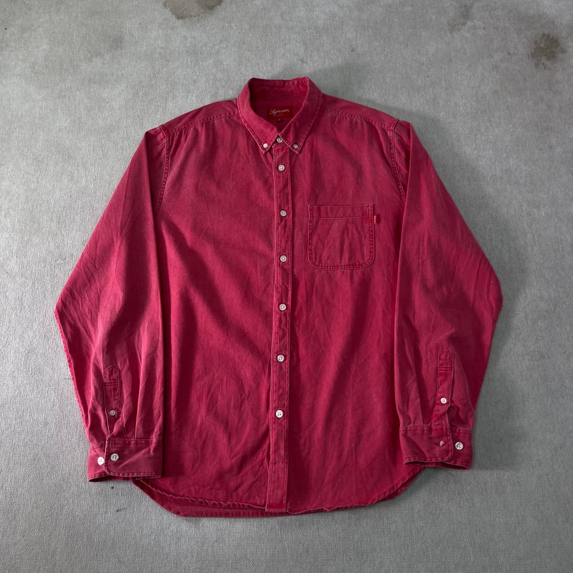 100 슈프림 레드 시그니처 옥스포드 피그먼트 셔츠 상품이미지1