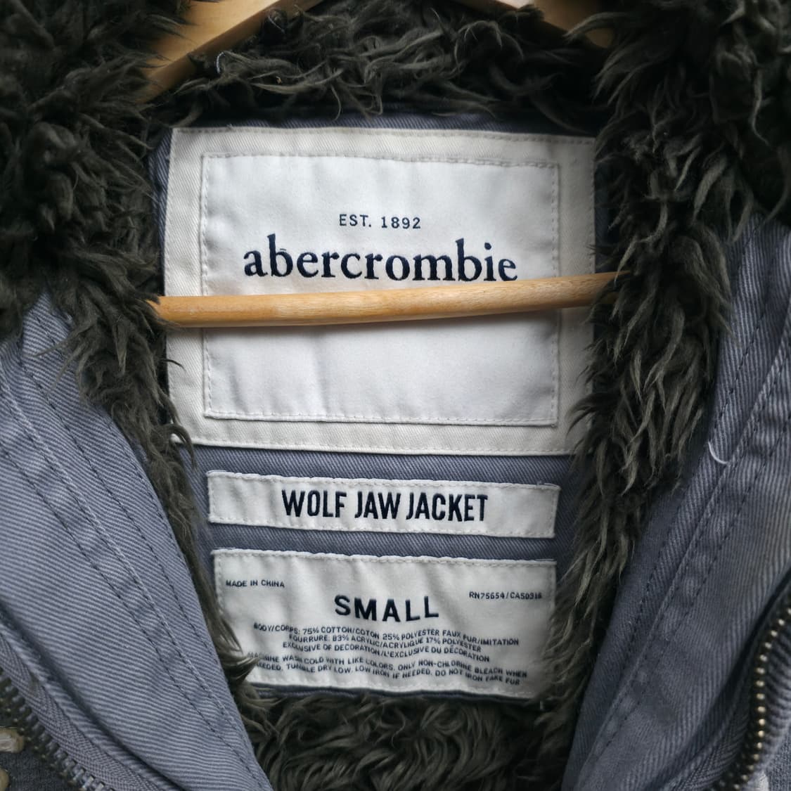 [S] 아베크롬비 울프죠 그레이 후드 집업 상품이미지5