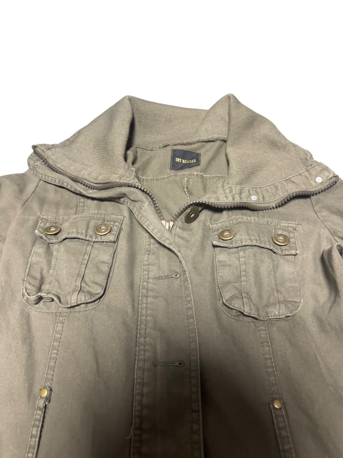 y2k Style Khaki High-Neck Jacket 상품이미지2