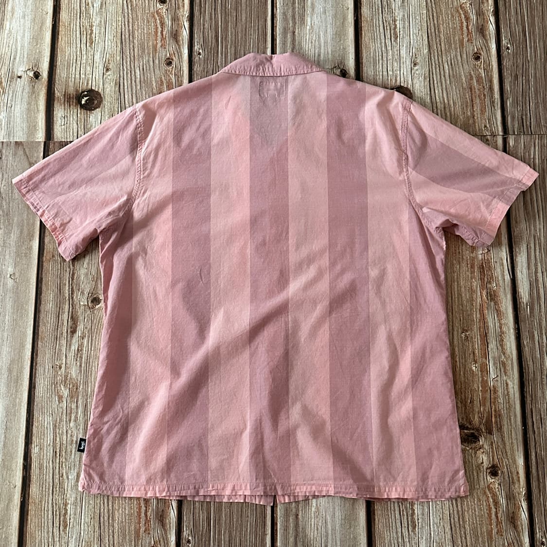 STUSSY 스투시 볼드 스트라이프 오픈 카라 셔츠 핑크 색상 XL사이즈 상품이미지2
