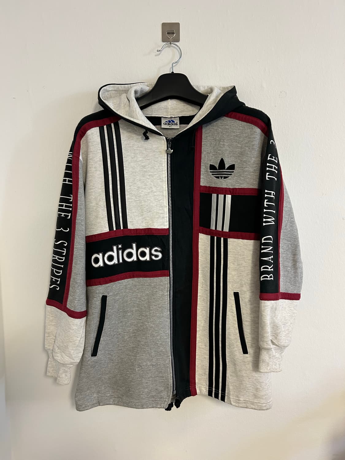 90-00s 아디다스 JPN데상트 로고 믹스 블록 후드집업 상품이미지1