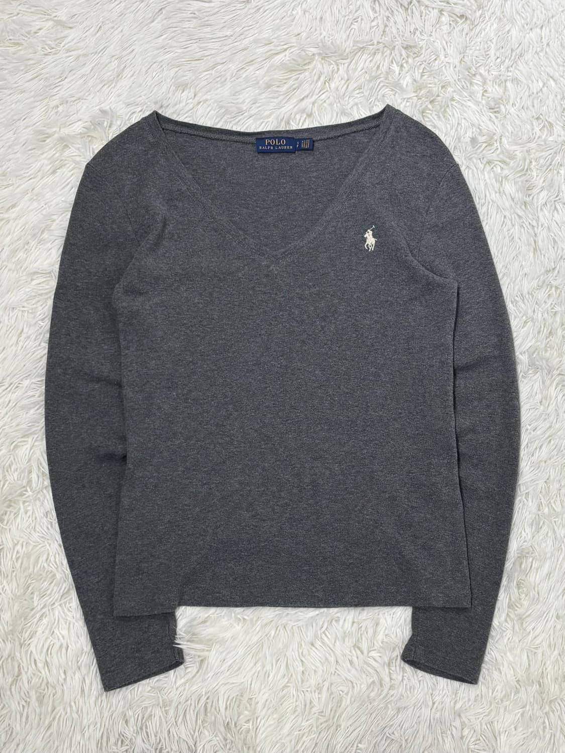 폴로랄프로렌 화이트포니 차콜 브이넥 니트 슬리브 상품이미지3