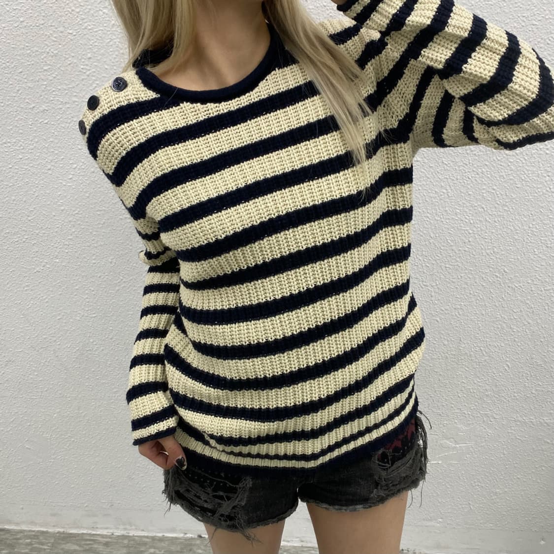 폴로 랄프로렌 네이비 단가라 아이보리 니트 XS 상품이미지1