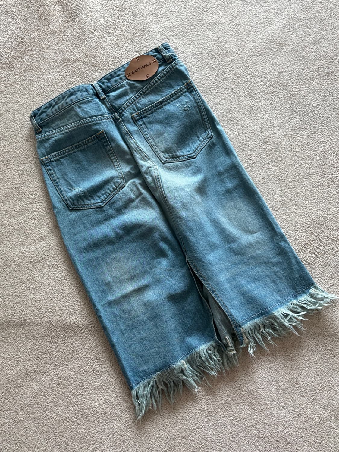 솔티페블 미디 데님 스커트 상품이미지4