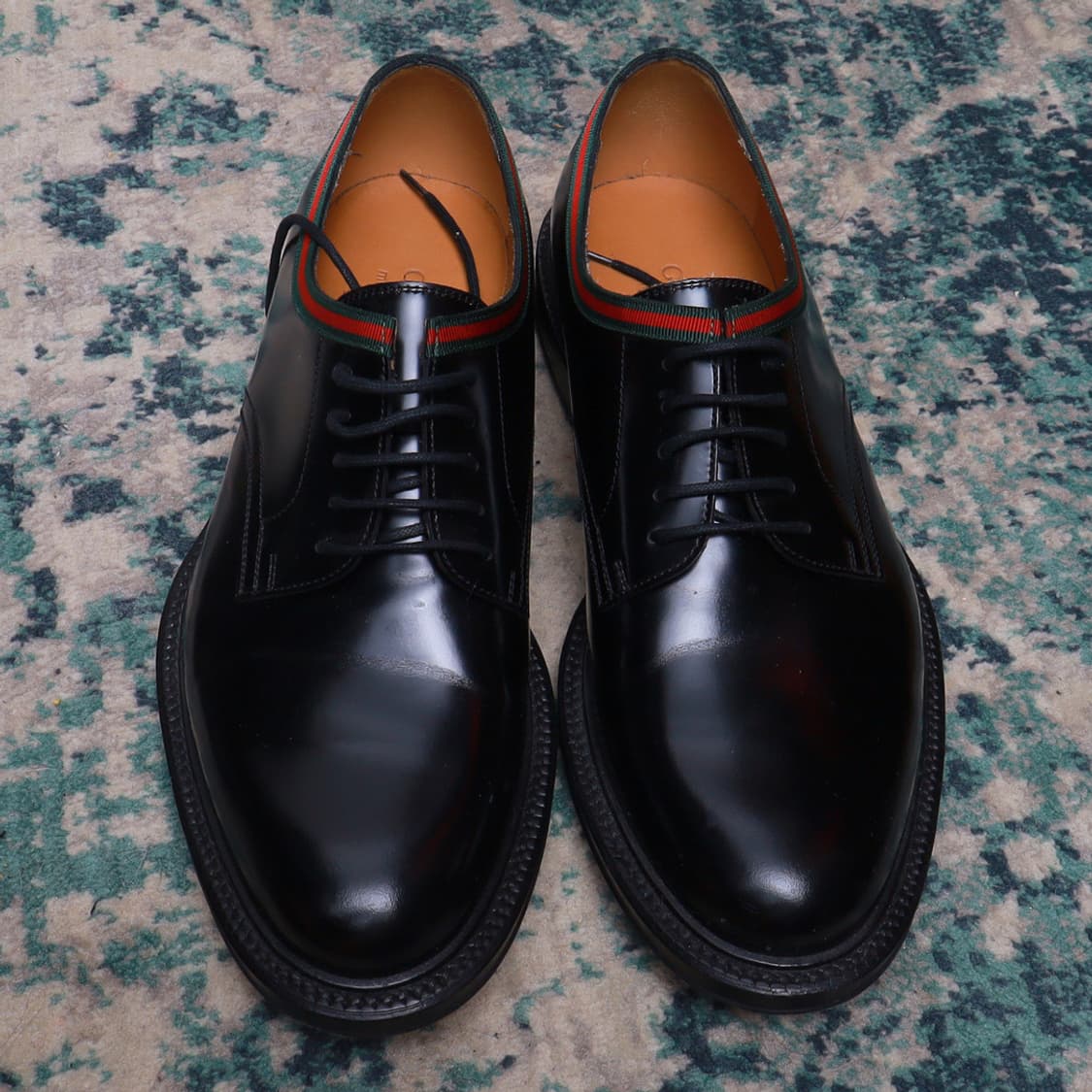 Gucci 구찌 웹 디테일 클래식 더비 구두 블랙 260정품 상품이미지2
