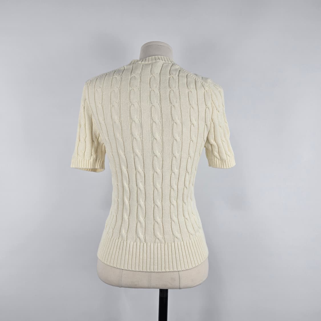 a0115 라코스테 케이블 반팔 가디건 아이보리 36 상품이미지2