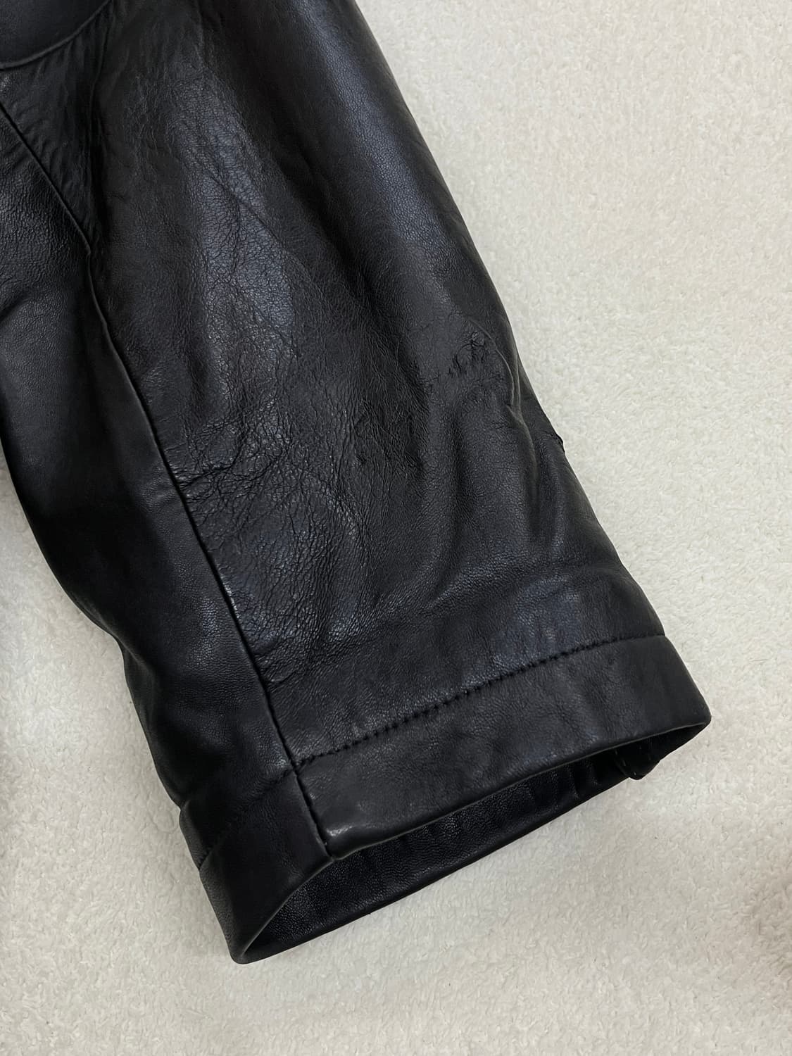 90s lambskin 양가죽  미디자켓 블랙 상품이미지10