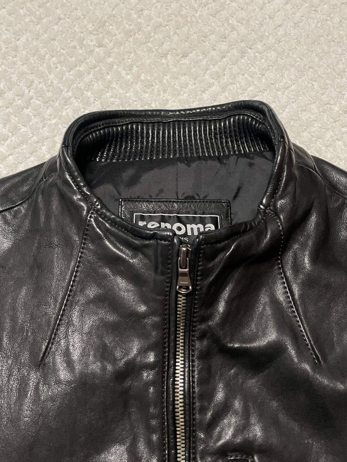 RENOMA 웨스턴 무드 램스킨 양가죽 바이커 절개 레더 자켓 상품이미지5