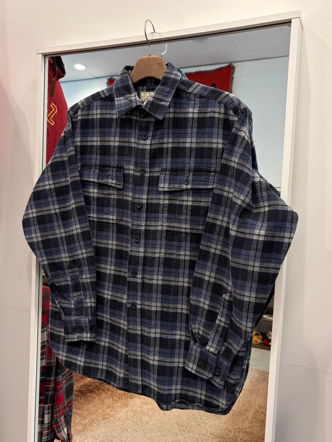 00s L.L.Bean 엘엘빈 헤비코튼 샤모아 플란넬 체크 셔츠 상품이미지1