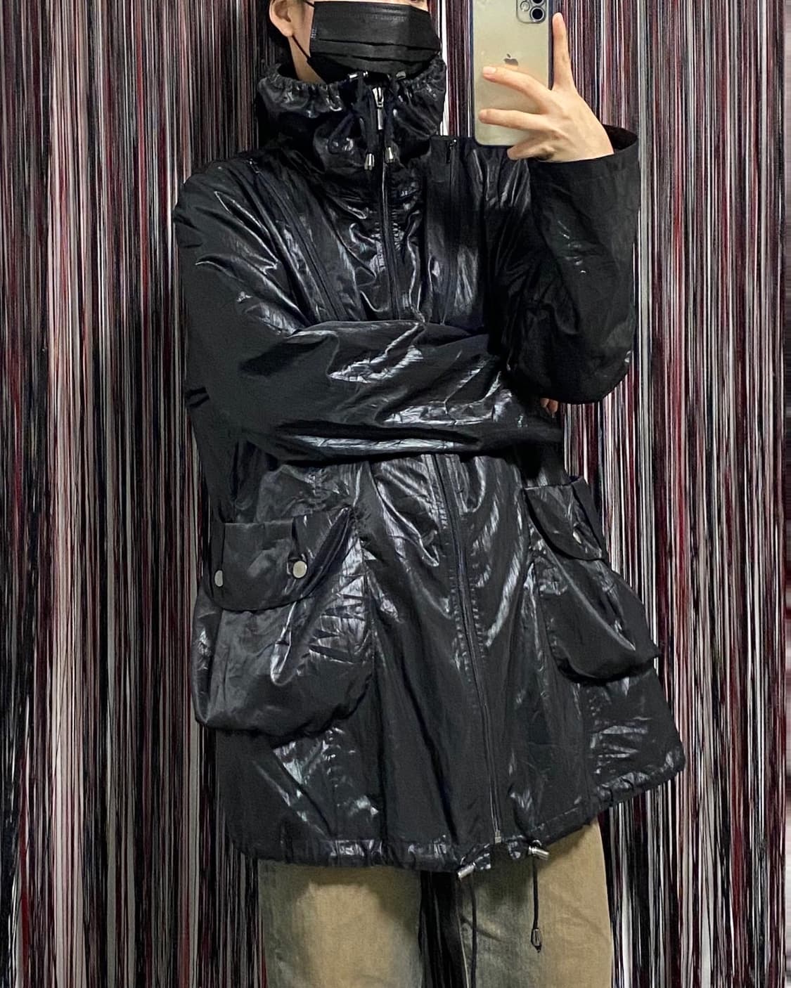 Japan)블랙 하이넥 나일론 윈드브레이커   상품이미지1