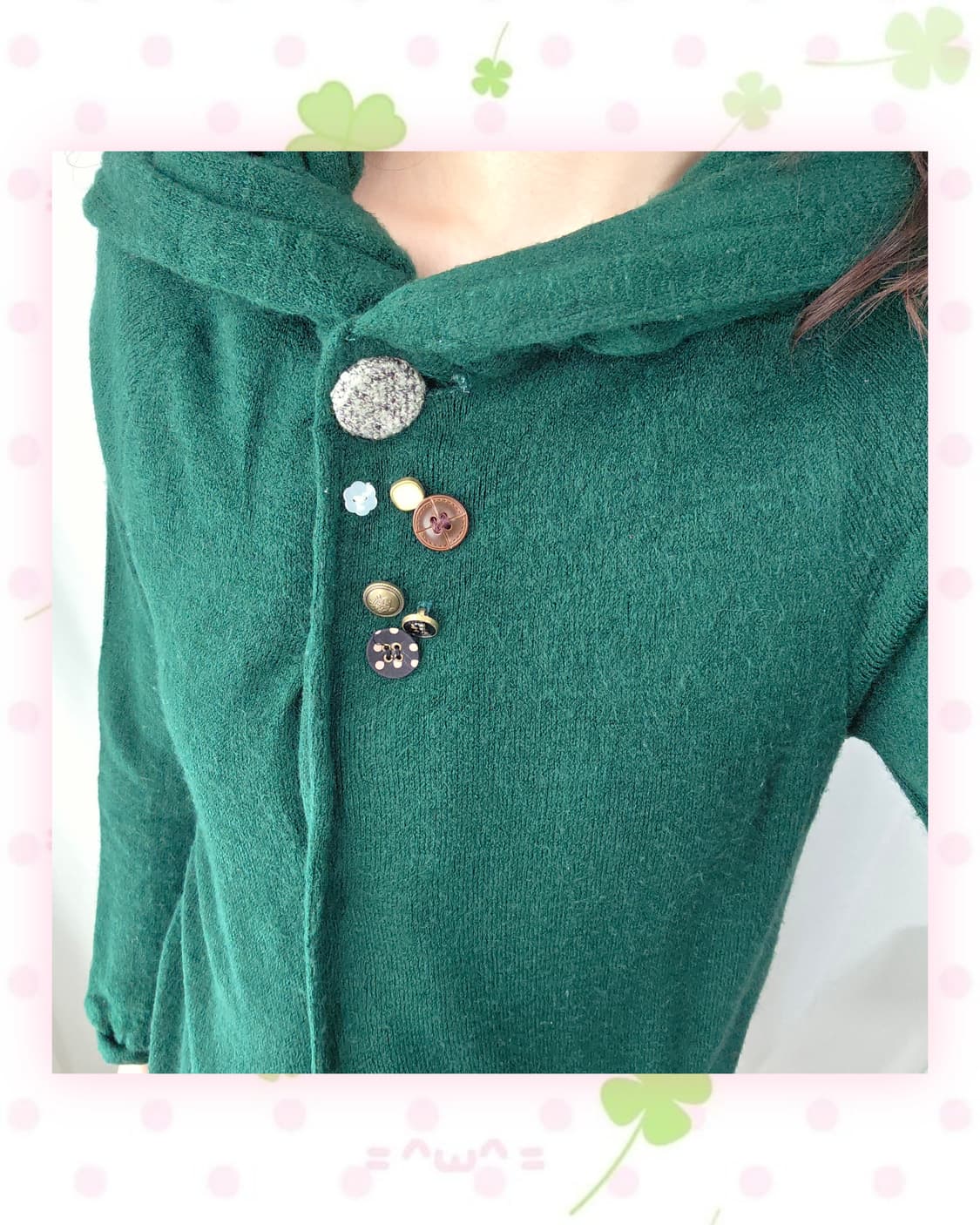 초록 하구미 모리 단추 가디건 상품이미지2