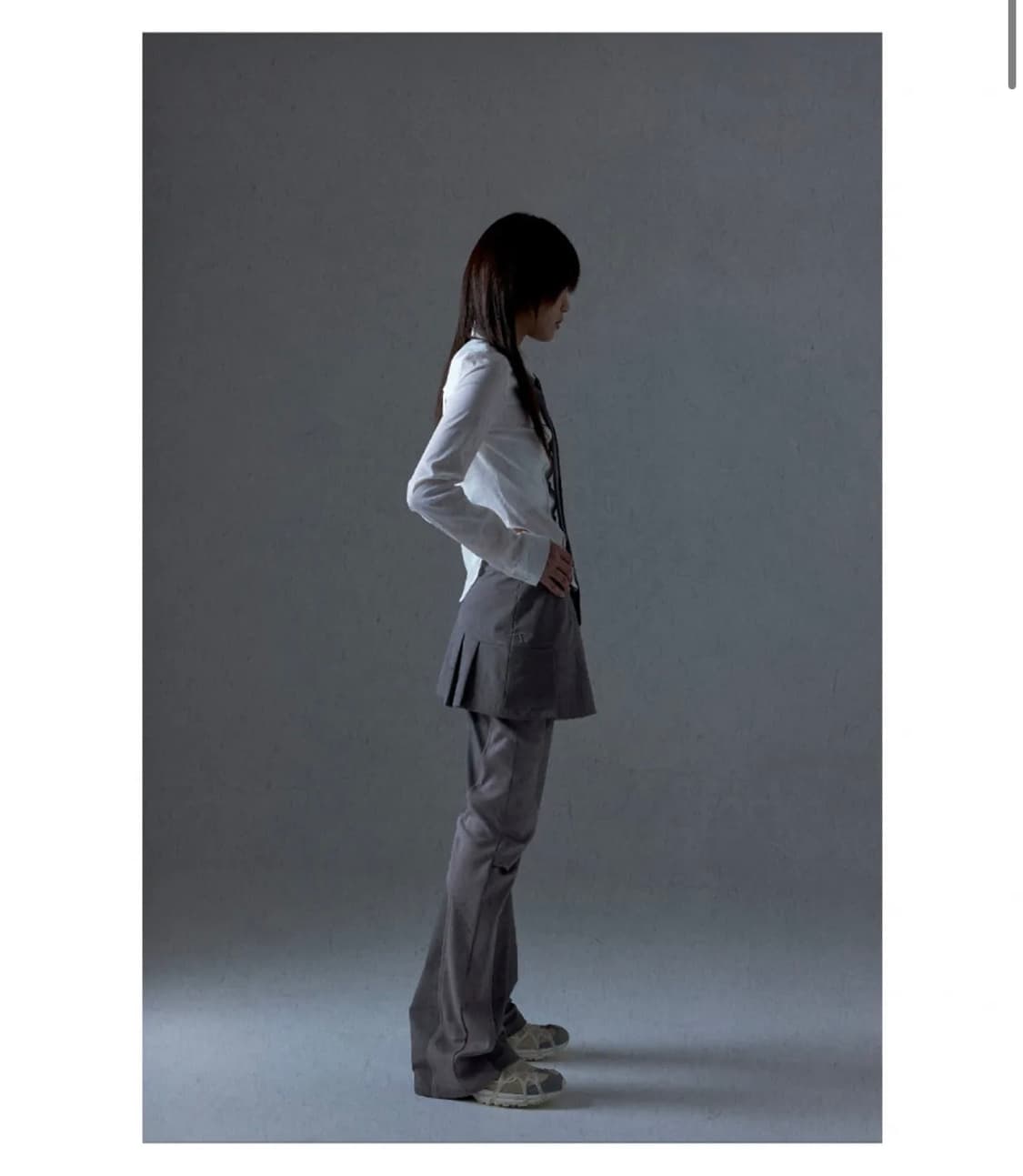 오호스 2-way pleats skirt pants(grey,1) 상품이미지5