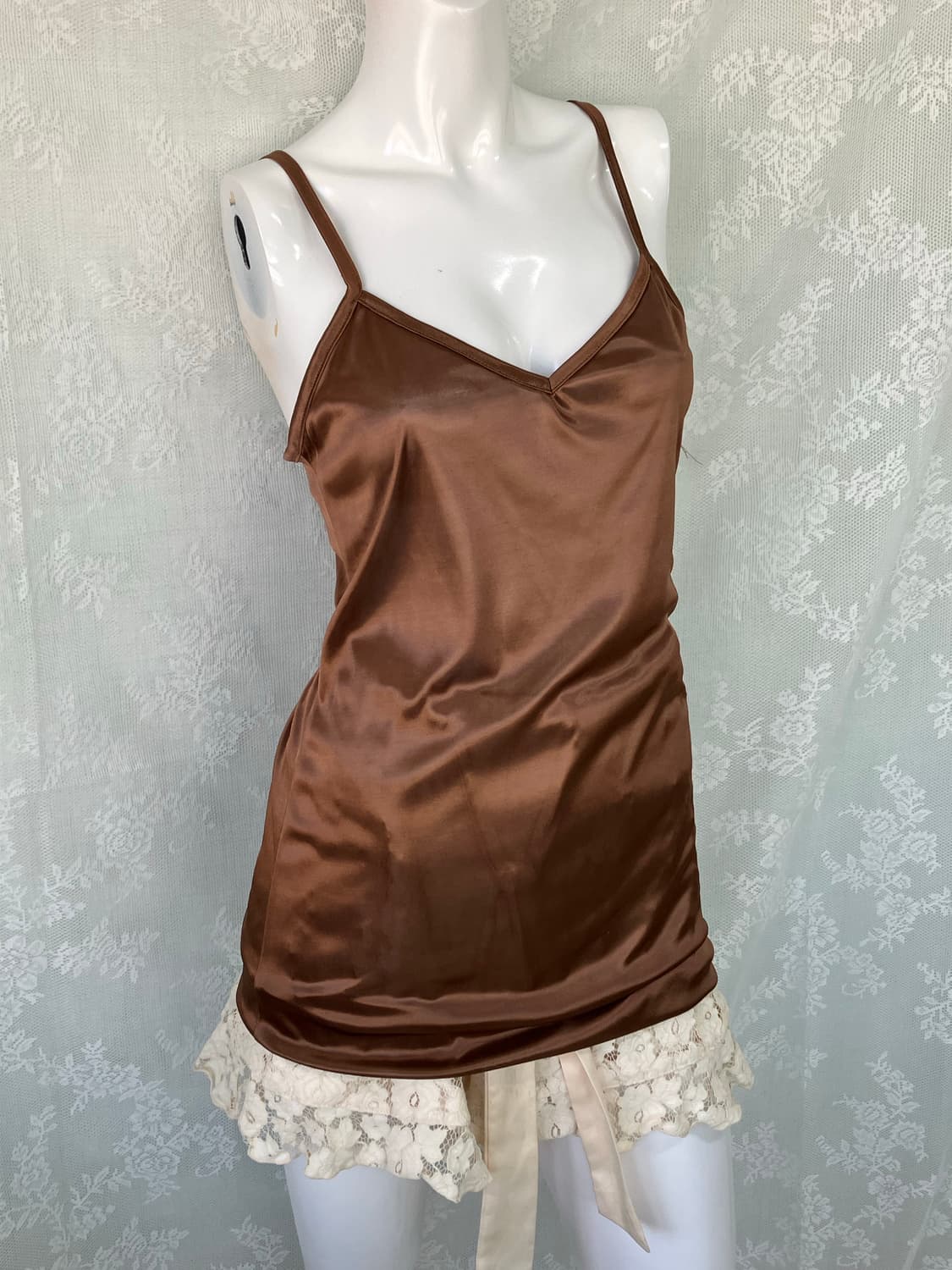 빈티지 브라운 슬립 나시 1135 모리걸 y2k 스트릿 갸루 펑키 일본빈 상품이미지1