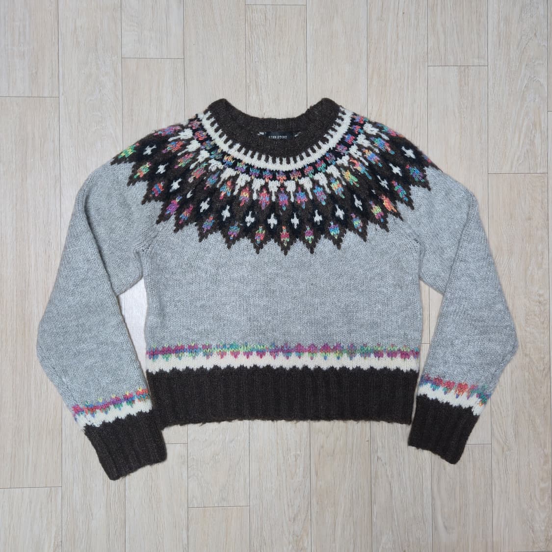 크롭 노르딕 패턴 니트 스웨터 상품이미지1