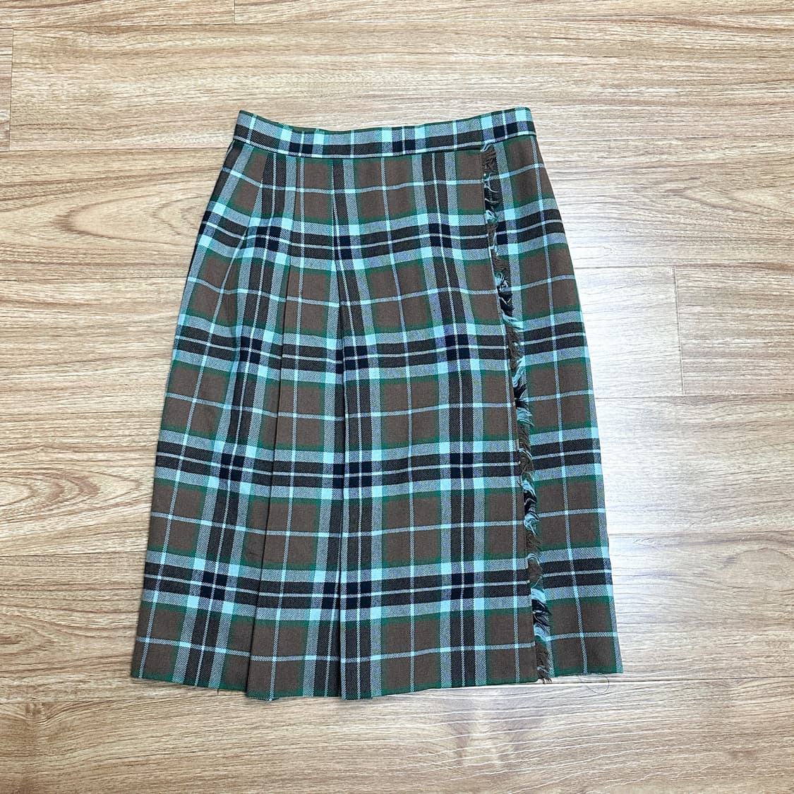 빈티지 브라운 민트 체크 플리츠 스커트 치마 히메갸루 로걀 모리걸 긱시크 상품이미지1