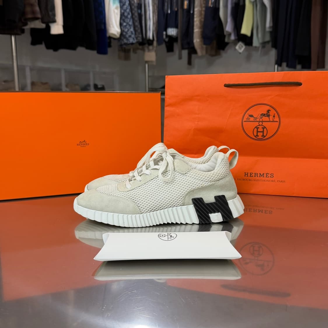 [리오브] 에르메스 바운싱 블랑 그래픽 메쉬 스웨이드 스니커즈 상품이미지1