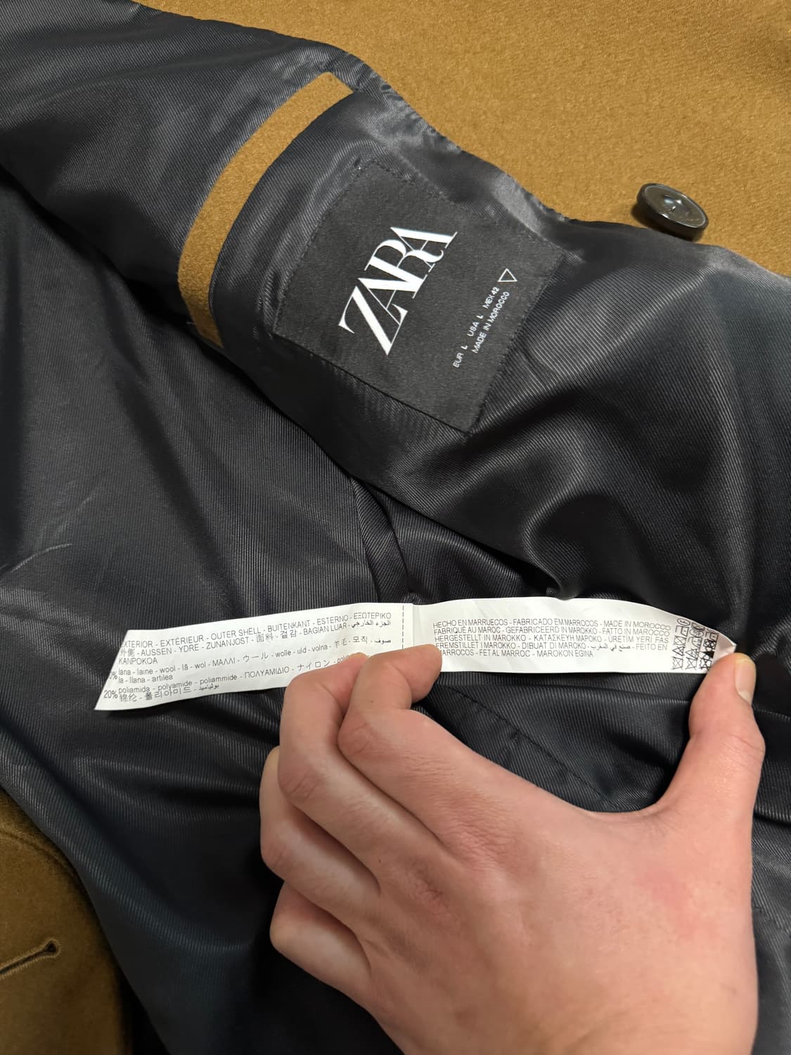 자라 더블 브레스티드 릴렉스 핏 코트 토바코 카멜 상품이미지7