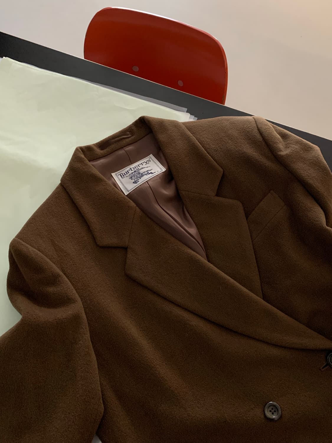 80's "Burberry" wool x cashmere double L 상품이미지7