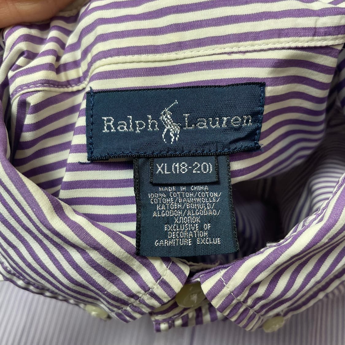 폴로 랄프로렌 퍼플 스트라이프 긴팔 셔츠 XL 상품이미지5