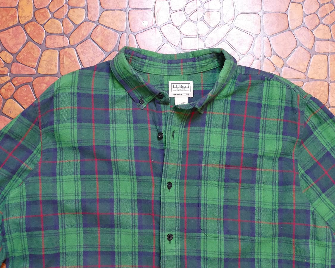 [XL] L.L. Bean. 엘엘빈 체크 플란넬 빈티지 코튼 셔츠 그린 상품이미지5