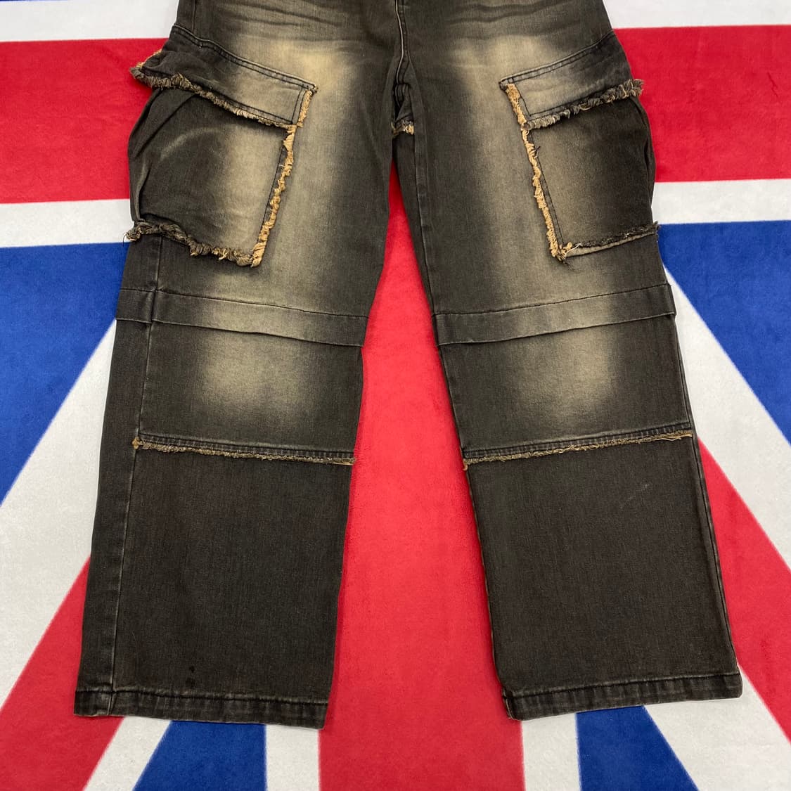 와이드 흑청데님 카고팬츠 L 상품이미지3