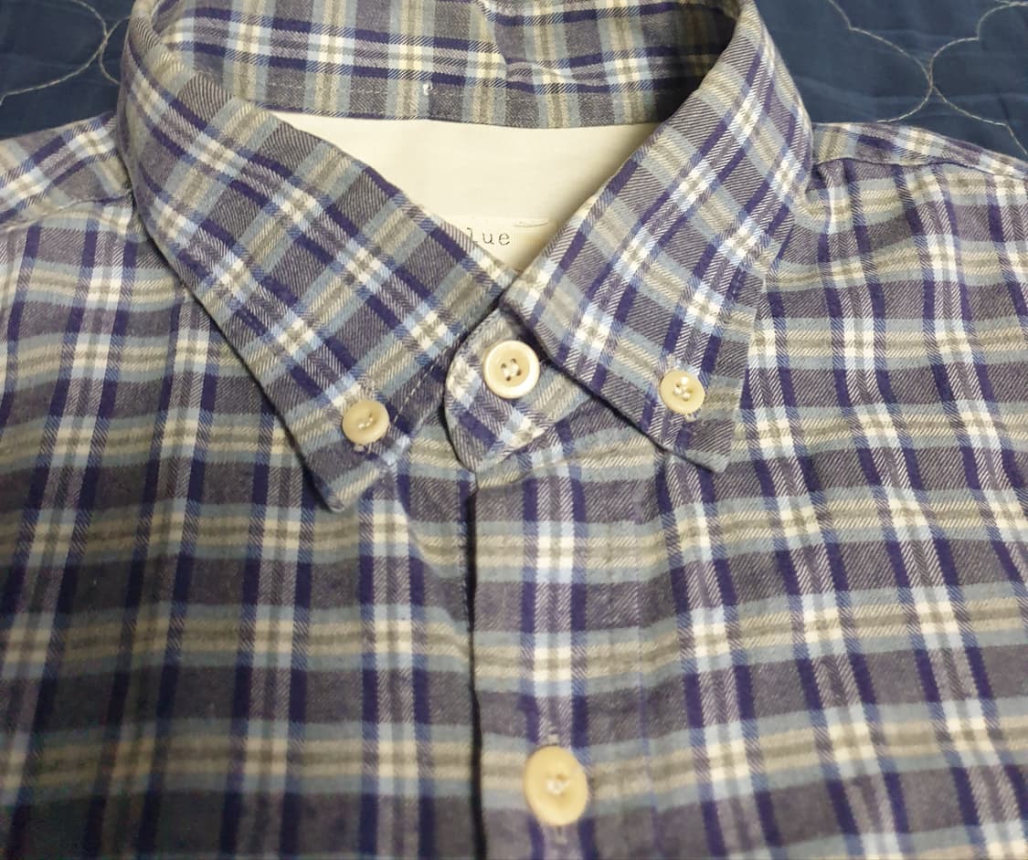 (희귀매물) 솔리드 블루 테일러 워크웨어 코듀로이 엘보패치 체크셔츠(F) 상품이미지2