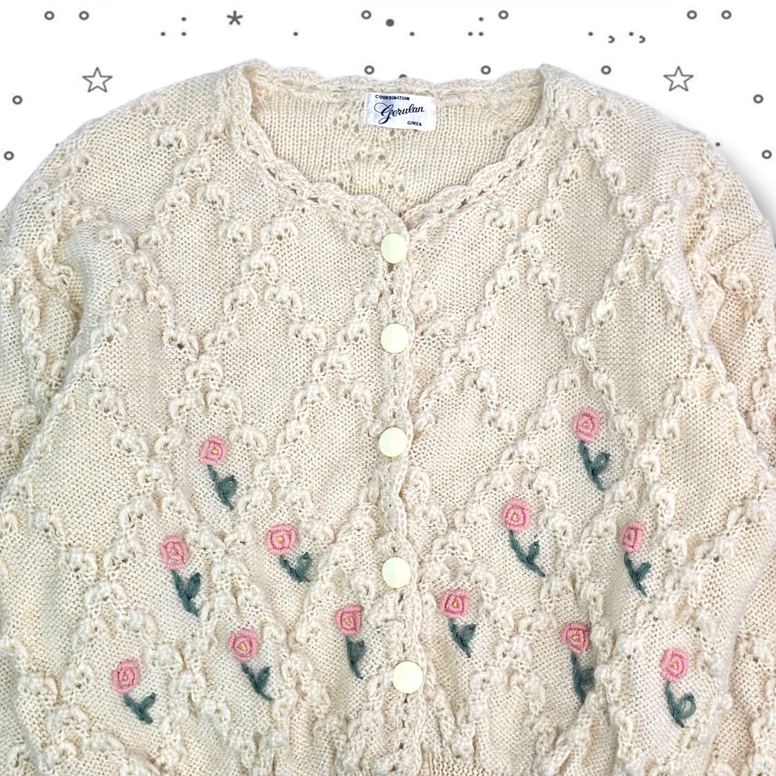 F JPN VTG 장미 자수 가디건 상품이미지2