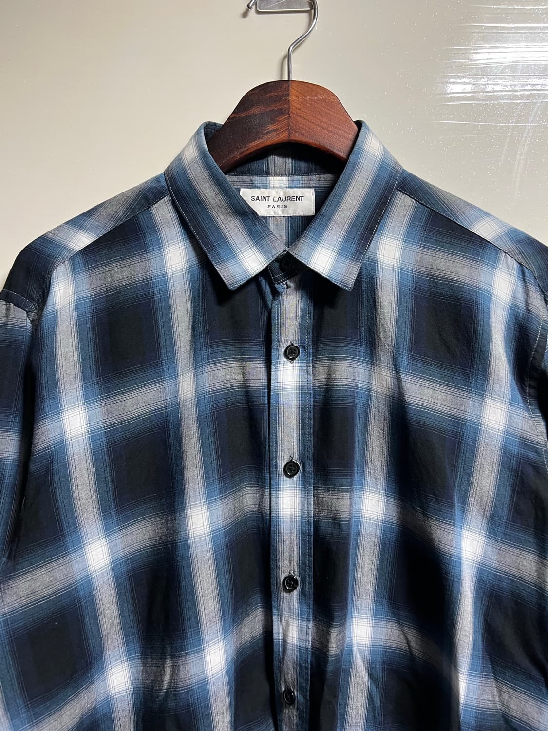 생로랑 블루 체크셔츠 상품이미지2