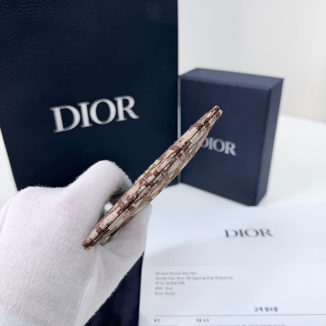 [미사용/선물가능] 26SS 디올 오블리크 자카드 레더 카드지갑 브라운 상품이미지7