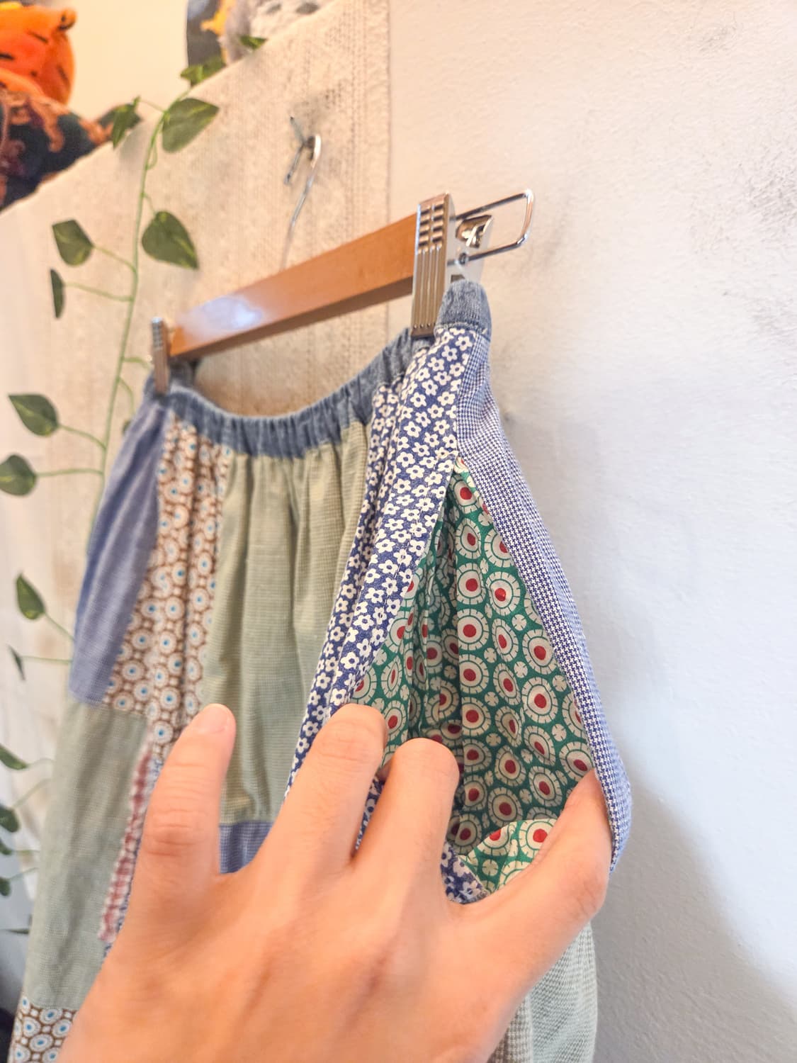 조각 패치워크 미디 스커트 상품이미지4