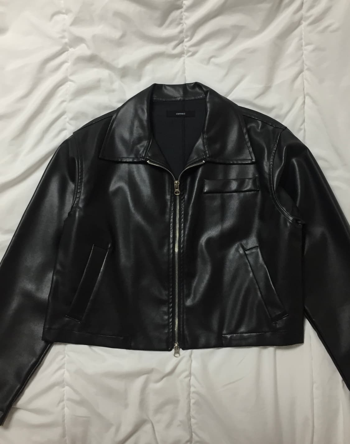 크롭 가죽 레더자켓 상품이미지3
