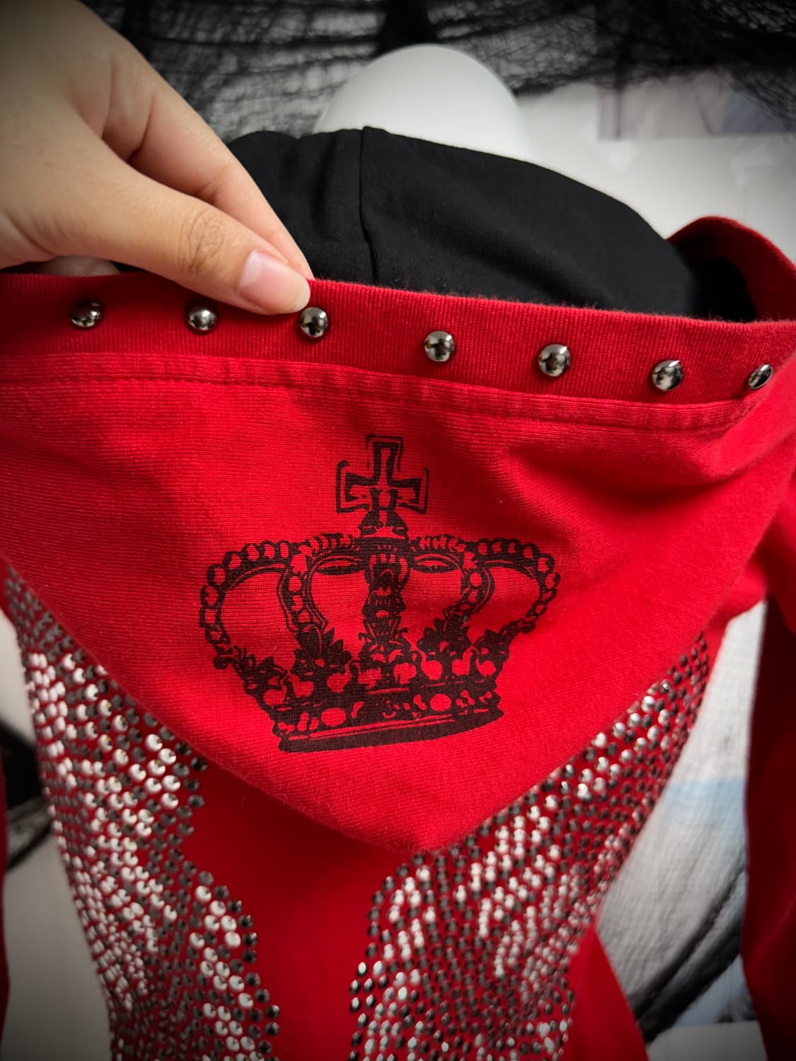 Punk mood beads printing hoodie longslee 상품이미지2