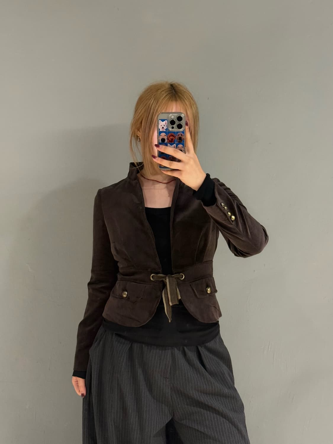 velvet ribbon point non-collar jk 상품이미지1