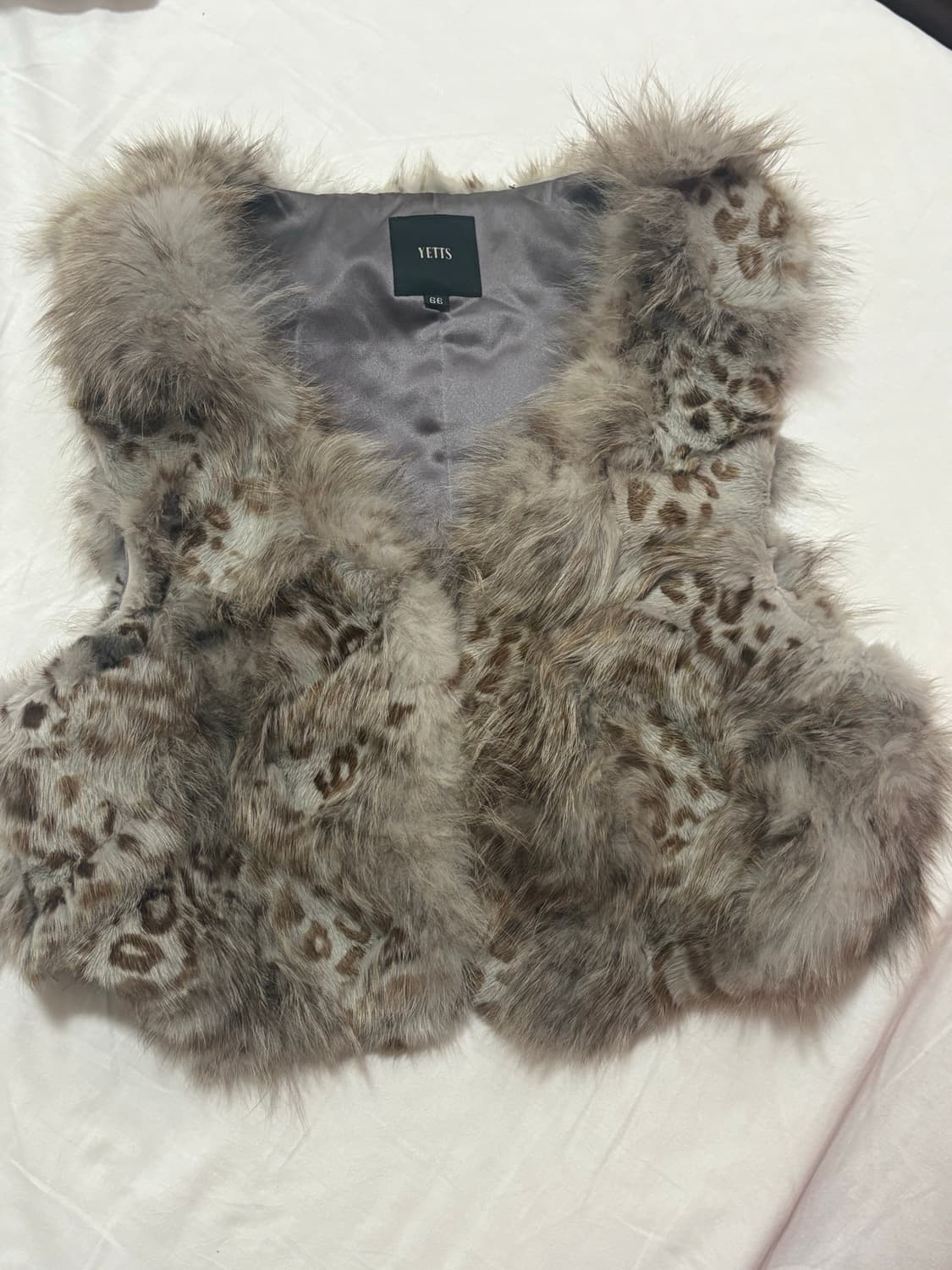 빈티지) 갸루 모카 뮤트 브라운 호피 퍼 베스트 상품이미지2