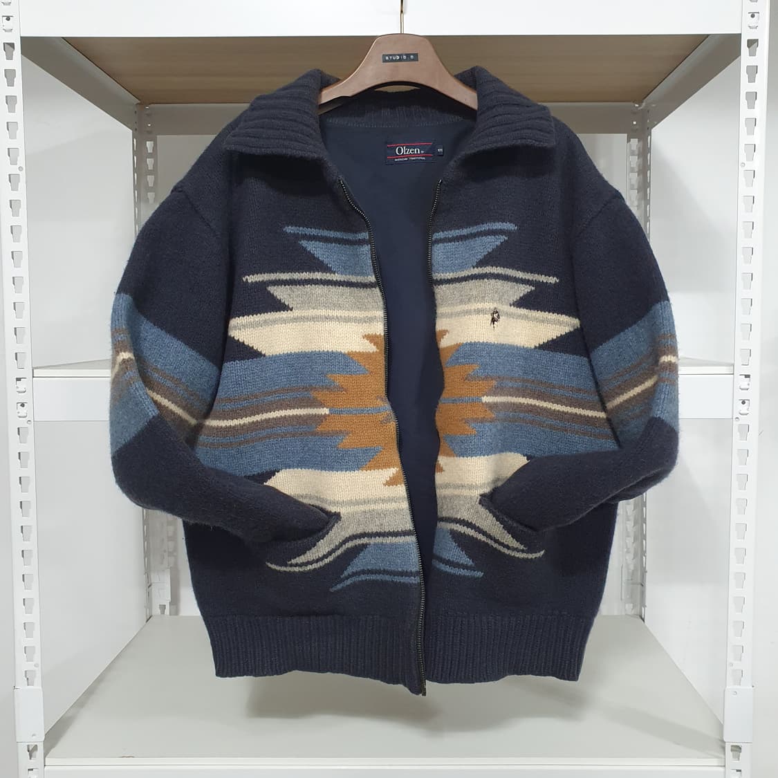 빈티지 아메카지 올젠 나바호 코위찬 헤비 니트 집업 105 상품이미지1