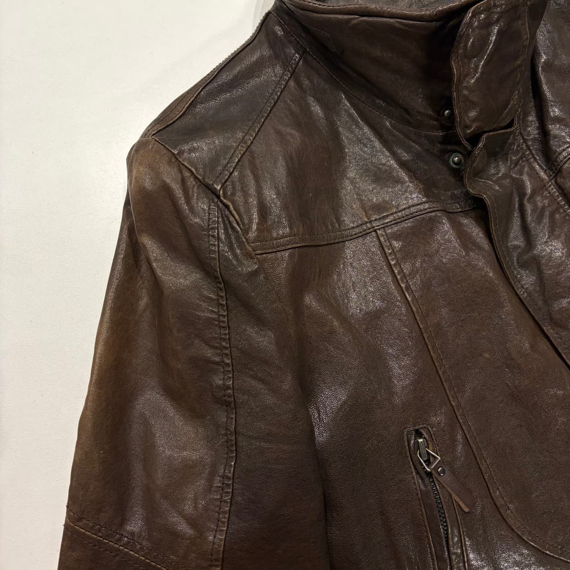 [95] 페리엘리스 양가죽 브라운 레더 자켓 D262 상품이미지4